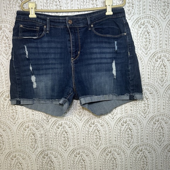 Signature by Levi Strauss & Co. Pants - Signature by Levi Strauss Dark Blue Distressed Denim Jean Shorts